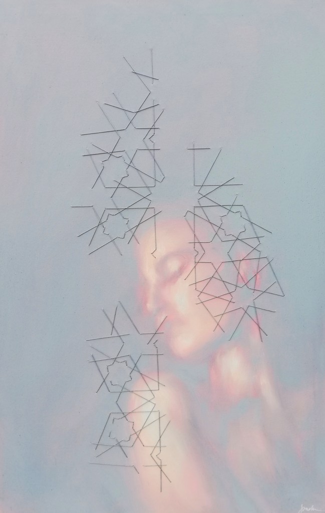 Crystal (2019) - oil paint and embroidery on canvas