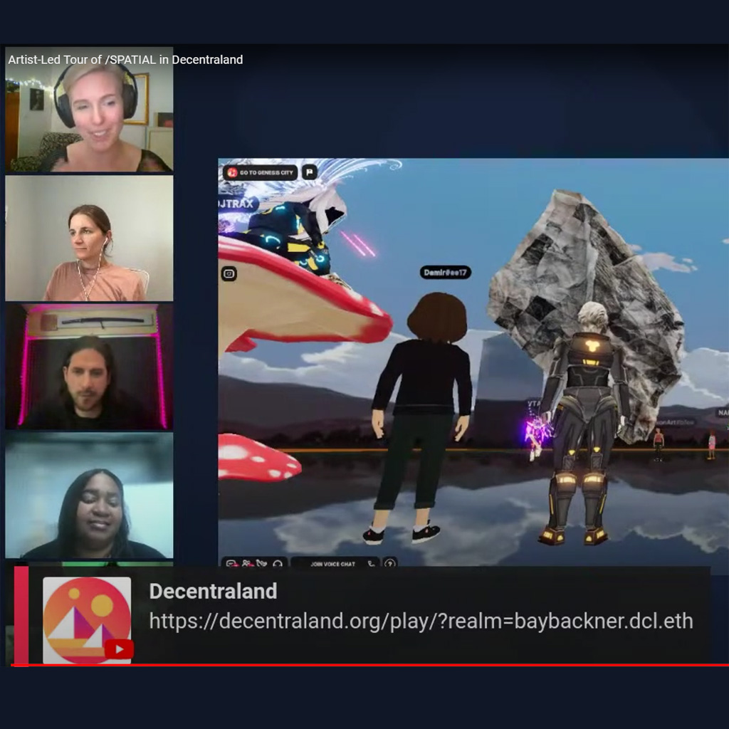 Bay leads the live tour of /SPATIAL in&nbsp;Decentraland