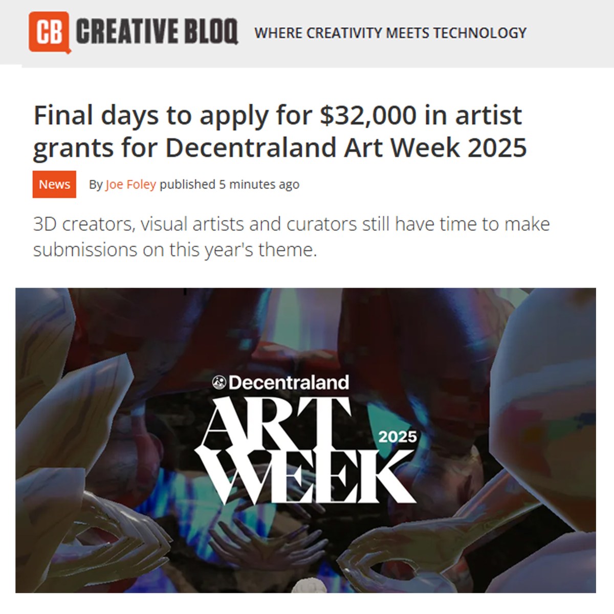 bay in Creative Bloq on Decentraland Art Week&nbsp;2025